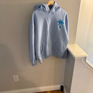 Pink Palm Puff Hoodie Blue M